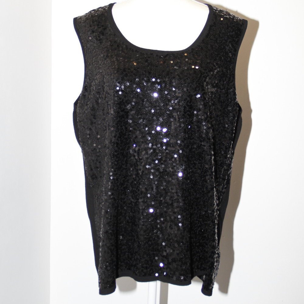 Black sequin sleeveless blouse size 3x